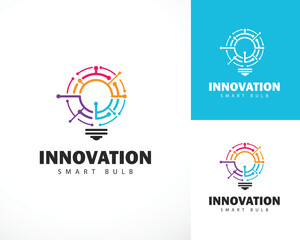 innovation logo creative bulb smart tech connect design concept color