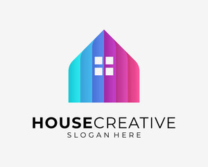 House Colorful Home Bright Color Housing Paint Vibrant Simple Minimal Modern Vector Logo Design