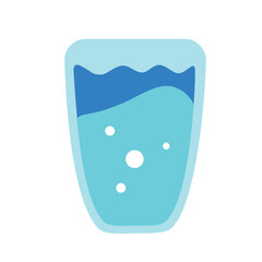 Glass of water flat design isolated on white background. Water balance. Vector icon