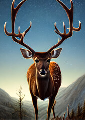 Deer against the sky Ai Generated Illustration