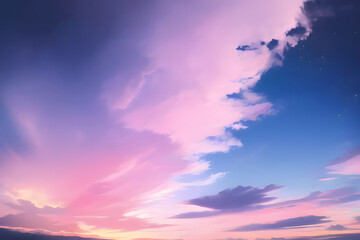 薄明りの空と雲　背景素材　generative ai