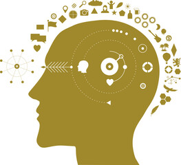 Abstrakte männliche Kopfsilhouette - Denken, Lernen und Gefühle © fotografiedk