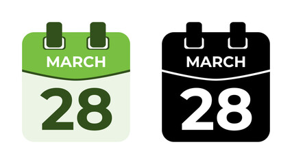 March 28 flat daily spiral calendar icon date vector image in matching color scheme. Suitable and perfect for design material, such as event or reminder. The best editable graphic resources.