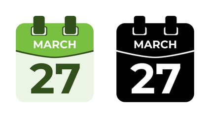 March 27 flat daily spiral calendar icon date vector image in matching color scheme. Suitable and perfect for design material, such as event or reminder. The best editable graphic resources.