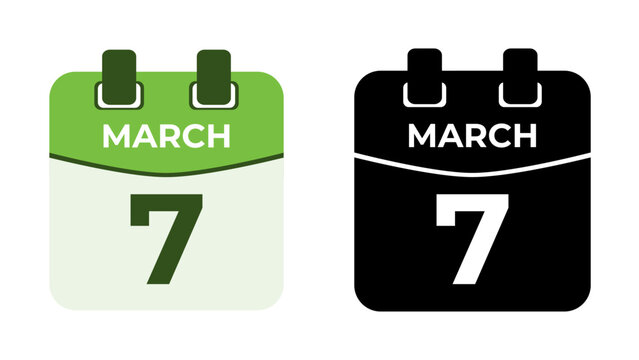 March 7 flat daily spiral calendar icon date vector image in matching color scheme. Suitable and perfect for design material, such as event or reminder. The best editable graphic resources.