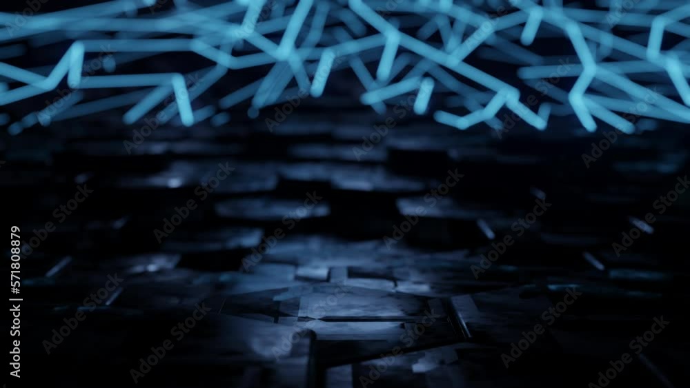 Poster futuristic hexagon background. 3d render. abstract blue hexagonal pattern. random motion. seamless l