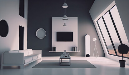 Modern interior design, light colors created with AI	