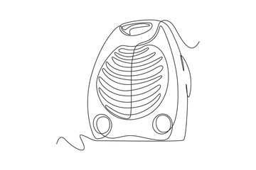 Single one line drawing modern electric fan. electricity home appliance concept. Continuous line draw design graphic vector illustration.