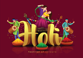 Beautiful poster for Indian festival Happy Holi with3d letter background. vector illustration design
