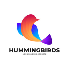 Vector logo icon illustration Hummingbirds gradient colorful style