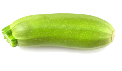 Little fresh young green zucchini on a white background
