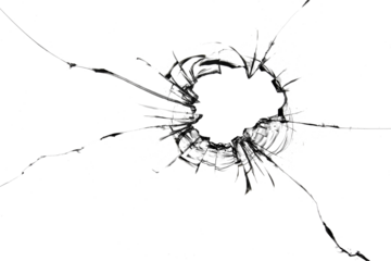 Texture of broken glass on white, crack effect for design.