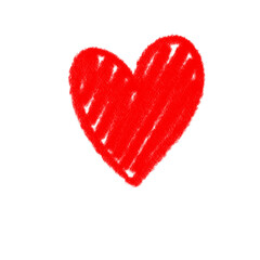 Red pencil heart doodle line.	