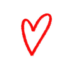 Red pencil heart doodle line.	