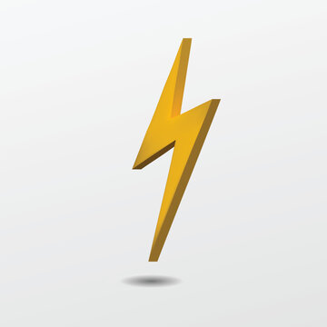 3d lightning bolt icon for website, label, banner, sticker, template and logo on white background. 3d style vector illustration design.