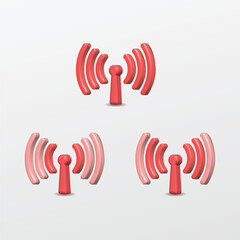 3d set of red colour wireless and wifi icon for website, label, banner, sticker, template and logo. 3d style vector illustration design.