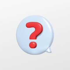 3d speech bubble with questions mark icon for website, label, banner, sticker, template and logo on white background. 3d style vector illustration design.