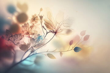 Abstract background of plants in pastel colors, Generative AI