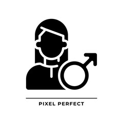 Anima archetype black glyph icon. Image of woman. Feminine part of male personality. Psychoanalysis. Silhouette symbol on white space. Solid pictogram. Vector isolated illustration