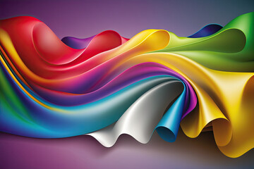 A rainbow wavy satin background that seems to be flowing like a river