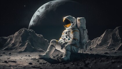 Astronaut sit on the moon