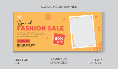 Fashion Sale Social Media Banner. Sale Social Media Cover Template Fashion Business Social media post Template. vector. 