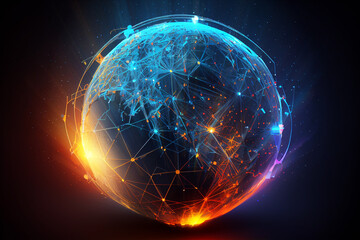 Obraz premium Global network concept. World map point. Global network planet Earth. illustration