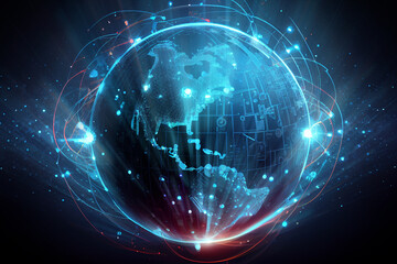 Global network concept. World map point. Global network planet Earth. illustration