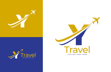 Letter Y Air Travel Logo Design Template. Icon Travel, logistics, shipping, tours etc