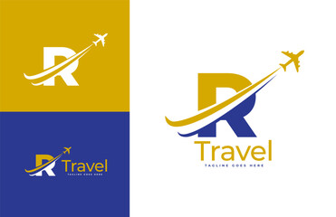 Letter R Air Travel Logo Design Template. Icon Travel, logistics, shipping, tours etc
