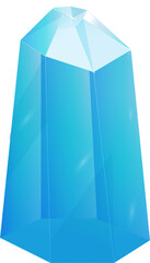 Crystal. Curative Transparent Healing Quartz. Blue Gradient Clear Bright Gem. Magic Stone. PNG
