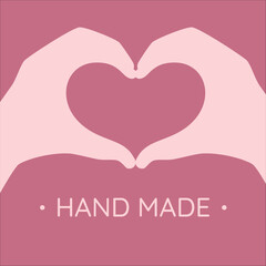 Hands making or forming heart. Hand made. View from above. Vector illustration
