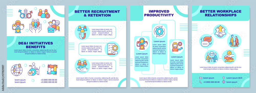 Canvas Prints dei initiatives benefits mint brochure template. leaflet design with linear icons. editable 4 vector