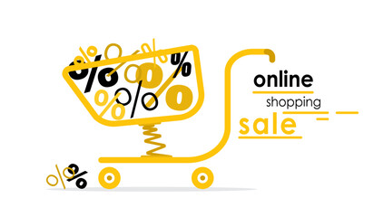 Online Shopping Sale Logo for E-commerce Thematic Design.