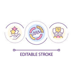 Target audience engagement loop concept icon. Communication with potential customers. Online marketing abstract idea thin line illustration. Isolated outline drawing. Editable stroke. Arial font used