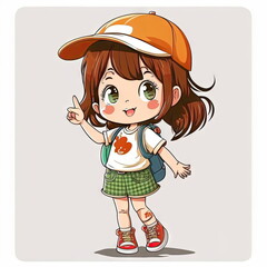 Cartoon character of cute girl, lovely kid, vector illustration, Made by AI,Artificial intelligence