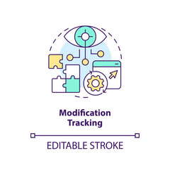 Modification tracking concept icon. Code changing. Version control benefit abstract idea thin line illustration. Isolated outline drawing. Editable stroke. Arial, Myriad Pro-Bold fonts used