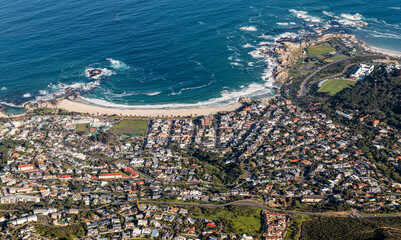 Camps Bay in Cape Town (South Africa) view from Table Mountain