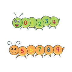 learn the numbers on the caterpillar body