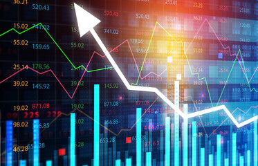 Financial investment graph chart, stock market investment. 3d digital illustration