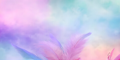 Obraz premium abstract colorful feather on background, copy space for text, illustration, Generative, AI