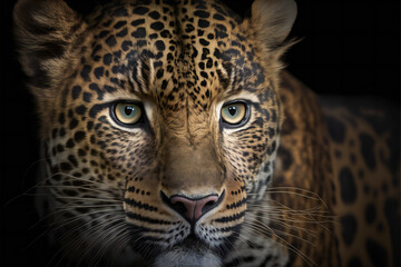 Naklejka na ściany i meble This close up portrait of an endangered amur leopard, animals, wildlife, Generative AI