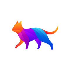Logo illustration colorful Cat with gradient style