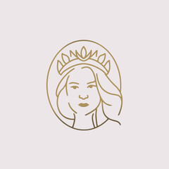 Beauty Lady With Crown Logo Salon Or Cosmetic