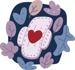 Cartoon vector illustration of Female menstruation period pad, menstrual calendar.