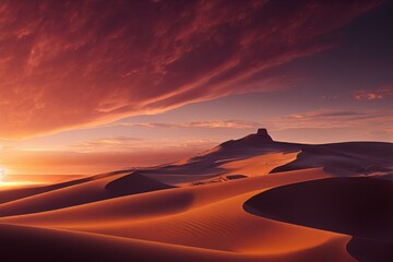 Fototapeta na wymiar Sunset in the desert - Dune 7, Namibia. Generative AI