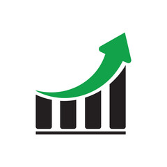 growing graph, bar chart, Flat icon isolated on the white background, flat design vector illustration.