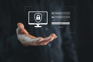 Concept of cyber security, information security and encryption, secure access to user's personal information, secure Internet access, cybersecurity.
