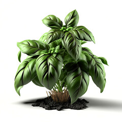 Basil plant isolated on white background. Generative AI.