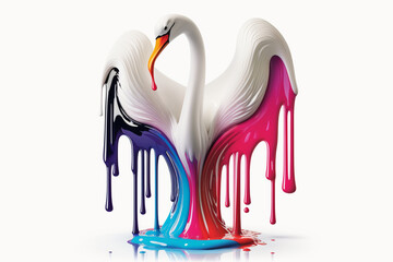 Obraz na płótnie Canvas melting dripping plastic forming a swan, generative AI